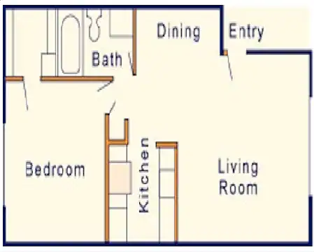 1 BR, 1 BA 143 floor plan